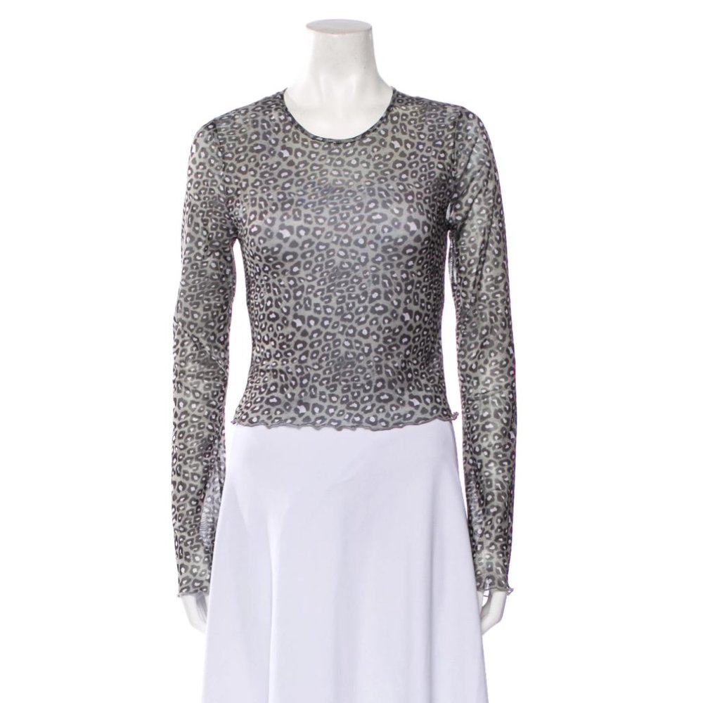REFORMATION Animal Print Crew Neck Crop Top Size: S